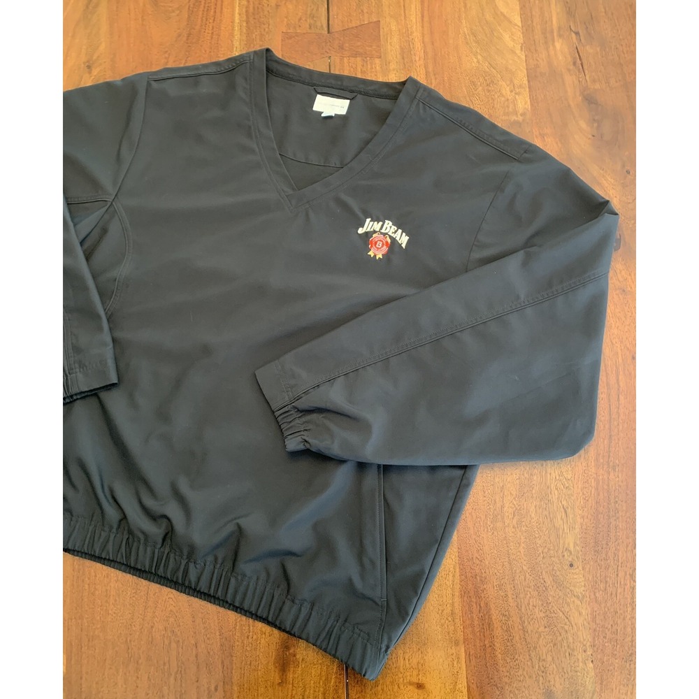 Jim Beam Golf Pullover Jacket Mens XXL Cutter & Buck WindTec Black Embroidered